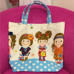 レッスンバッグ トートバッグ 入園グッズ 入園準備 女の子柄 水色 ハンドメイドバッグ
