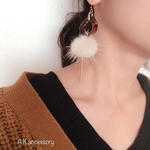 ふわふわファーとべっこう×ゴールドバーピアス☆イヤリング
