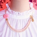 ヴィンテージダリアの春色三連パールネックレス（ピンク）