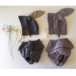 コットンリネンのうさ耳ボンネットとフリルブルマ 