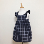 【完売】秋冬フリルKidsワンピース＊ネイビーチェック