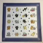 猫絵解き メガネ拭き(青)