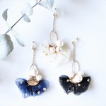 dot frill chiffon♡　ゆれるピアス/樹脂ノンホールピアス（イヤリング）