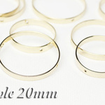 【6個】太サークル枠20mm-2つ穴《W-043》（淡金色）