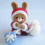うさぎちゃんサンタのクリスマス 羊毛フェルト