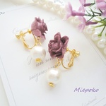 flower♡Pearl♡イヤリング（wine）