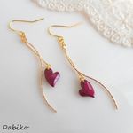 K16チェリーハートウェーブピアス/イヤリング✨秋冬のお洒落にも