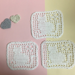 ネコちゃん柄 小さなドイリー 3枚set 白レース糸