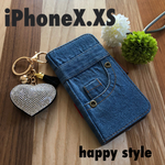 iPhone X.XS共通手帳型iPhoneケース★ハートのホルダー付き