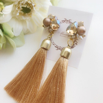 ゴールドドロップビジュー＊ゴールドロングタッセル＊レディビジューピアス