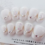 大人ウェディング/パール/上品ホワイティピンク/卒業式/入学式/結婚式/ネイルチップ/つけ爪/J61 