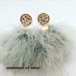 [ファー色変更可♡]ビジュー×マラボーファーピアス(イヤリング)