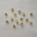 真鍮製 ビーズキャップ(カン付き) ゴールド 8×8mm (5個)	