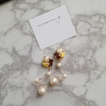 yellow×brown＊螺旋パール ピアス＆イヤリング