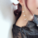Amusant♪コットンパールロングタッセル ピアス／イヤリング