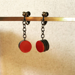 本革レザーピアス【朱×紺】