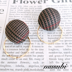 秋冬大ぶりピアス  グレンチェック×ゴールドフープピアス イヤリング 