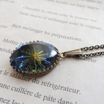 ・:*:・再販・:*:・vintage glass　ネックレス　サファイアブルー×トパーズ　25×18ミリ