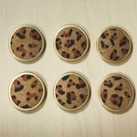 GOLD FLAME LEOPARD BROWN CIRCLE ROUND CABOCHONS