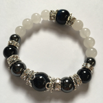 534　守護石達で強力な魔除け！仕事運・金運アップ！人間関係を良好に成功へと導く！（天眼石＆翡翠＆ヘマタイト＆オニキス＆ブルータイガーアイ（ホークアイ）ブレスレット）