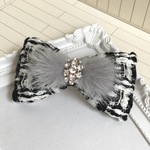 【限定価格】リントンツイード＆ミンクファー☆リボンバレッタ