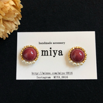  大人可愛い［レッド］ビーズ刺繍ピアス・イヤリング