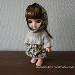 ※最終※　再２♡　ソランちゃん服　メルちゃん服　レミンちゃん服　ねこ柄　タートルネックのトップス　スカート　頭巾の３点セット　ソランちゃん　メルちゃん　レミンちゃん