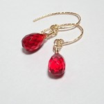 K14GF*レッドクォーツのフックピアス