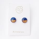 シンプルな一粒の丸ピアス minimalist  <navy blue and gold>