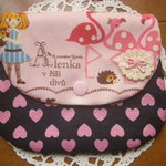 移動ポケット＊はんかちポーチ＊女の子とフラミンゴ/紺