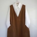 　【受注製作】Ｖネックワンピース　キャメル