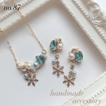 再販＊〈87〉冬 雪 しずく 結晶 アクアマリン＊ピアス*イヤリング*ネックレス