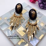 Black×gold＊fringe stick ピアス/イヤリング