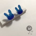 うさぎのノンホールピアス(ブルー)