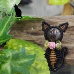 黒茶猫!?『ブラックオパール』!?な猫マクラメ編み未完成アクセサリー(御主人様募集中)