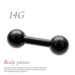 14G ストレートバーベル ボディピアス 内径6ｍｍ TBP001 BK
