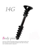 新色 14G ネジ?クギ？ボディピアス 軟骨兼用 個性的 片耳ピアス TBP002 BK
