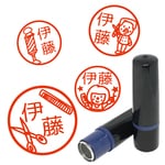 【送料無料】美容師のはんこ 10mm 朱 イラスト スタンプ ネーム印 理容師 美容室