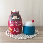  開運お飾り♥イノシシ花だるま＊富士山針山