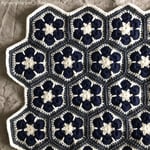 ウール*ブランケット AfricanFlower* White × Navy× Gray