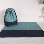 【再販】ランチマット＆巾着★グリーン小花★ 入学 コップ袋 給食袋