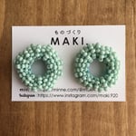 《再販》ビーズのループピアス.Large/ミント