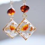べっ甲&金箔フラワーピアス