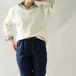 【wafu】やや厚地 wool100% 梨地織り トップス ドロップショルダー セーター チュニック/ホワイト t16-21