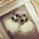 SALE‼️ ドットミンクファーピアス♡イヤリング