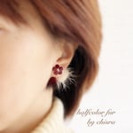 half&halfファーのノンホールピアス♪