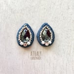 刺繍ピアス　shizuku＊blue＊mini