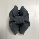 バンスクリップ リボン チェック グレー