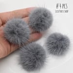 4個 ＊ 35-40mm 高品質 ふわふわミンクファー Dark grey
