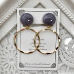 シンプル♡メタルフープピアス【パープル】
